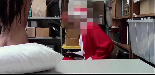  Skinny Shoplifter Fucked by Santa in Security Room